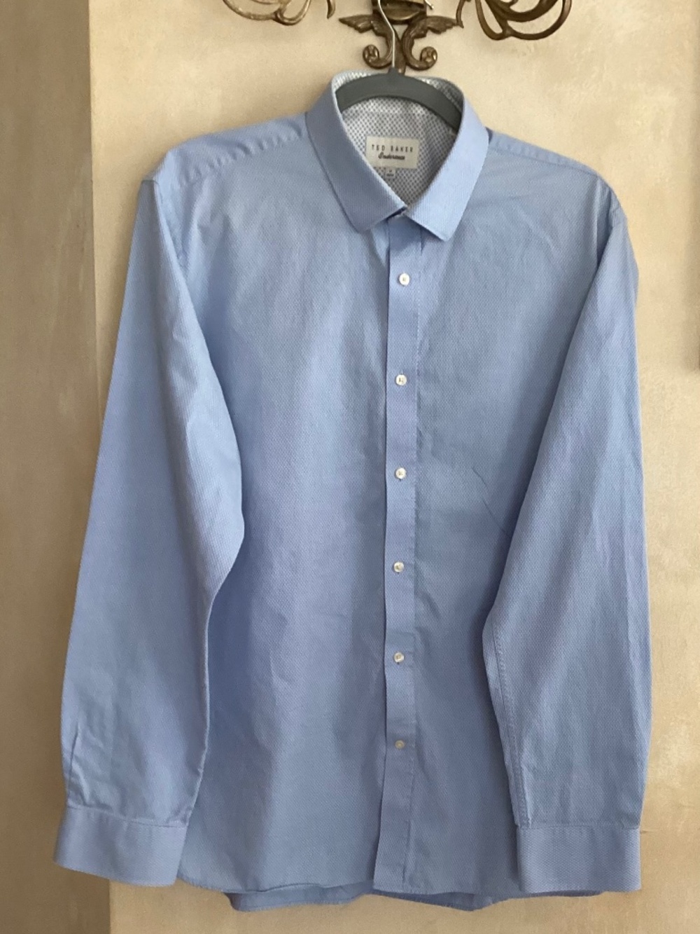 TED BAKER 100% COTTON LIGHT BLUE WHITE LONG SLEEVE DRESS SHIRT SIZE 17/36-37